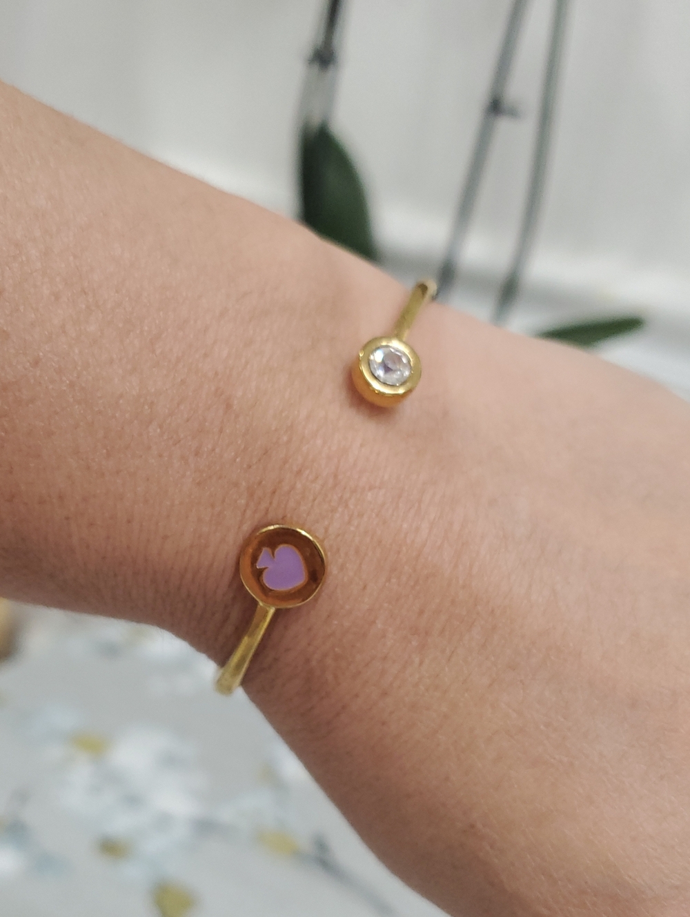 kate spade Gold-Tone Open Cuff Bracelet with Purple Spade and Crystal - Picture 15 of 16